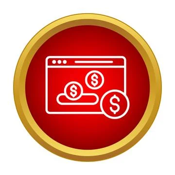 Online payment browser window with dollar coins and gold border Stock Illustration