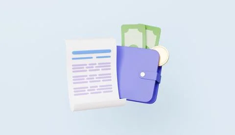 Online payment checkout process, online transaction Bill with a wallet Stock Illustration