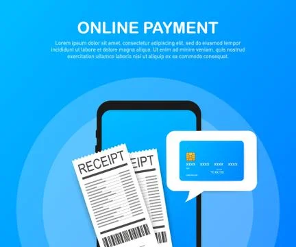 Online payment on computer. Financial accounting, electronic payment notifica Stock Illustration