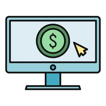 Online payment concept with cursor clicking dollar coin Stockillustratie