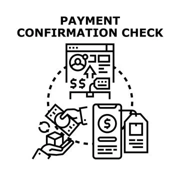 Online payment confirmation checking transaction process Stock Illustration