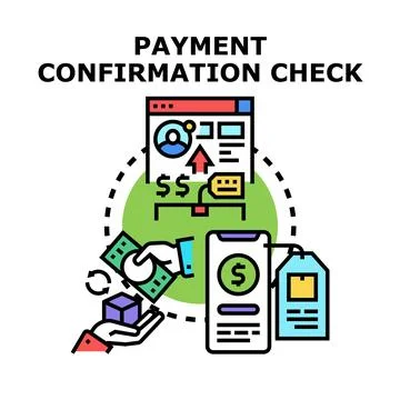 Online payment confirmation checking transaction process Stock Illustration