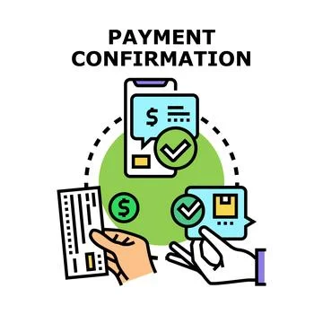 Online payment confirmation process for successful transaction Stock Illustration