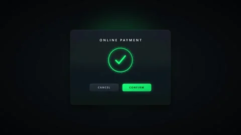 Online payment confirmation ui animation with success checkmark and glowing.. Stock Footage 337553092