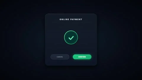 Online payment confirmation ui interface with animated success checkmark an.. Stock Footage 337553120