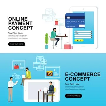 Online Payment &amp; E-Commerce Concept Stock Illustration