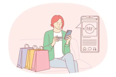 Online payment, electronic transaction, online order concept Stock Illustration