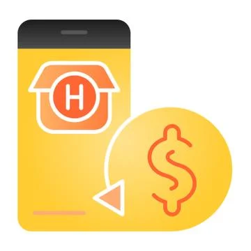 Online payment flat icon. Online booking color icons in trendy flat style. Hotel Stock Illustration