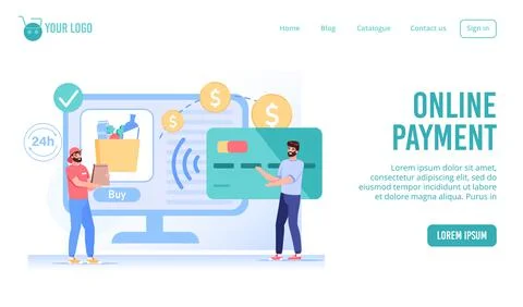 Online payment for food e-order delivery webpage Illustrazione stock