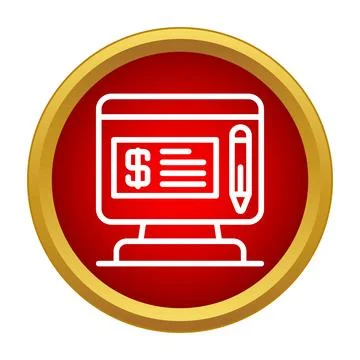 Online payment form on computer screen icon 스톡 일러스트