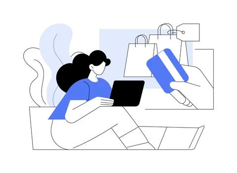 Online payment isolated cartoon vector illustrations. Ilustración de archivo