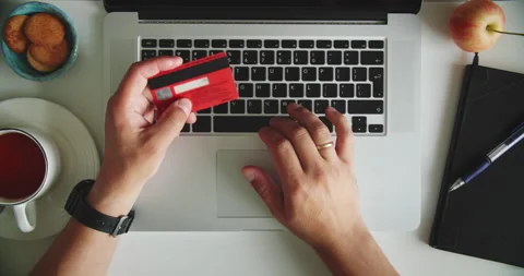 Online payment with laptop Stock Footage 317166452
