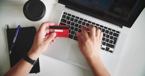 Online payment with laptop Stock Footage 317166856