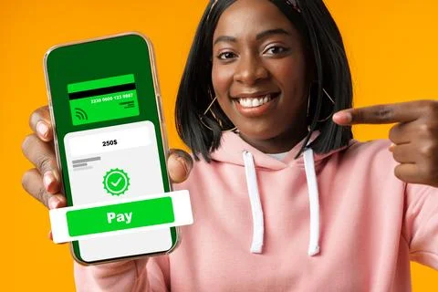 Online payment made easy with a mobile device showing a payment screen Stock Photos