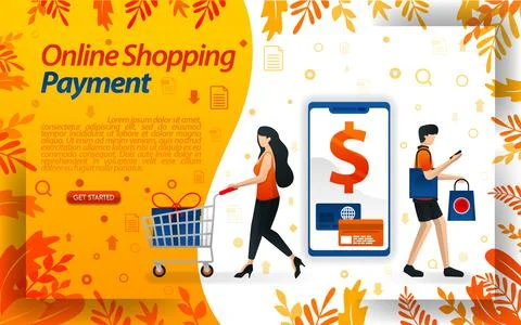 Online Payment Methods for e-commerce. online shopping payments using smartph Stock Illustration