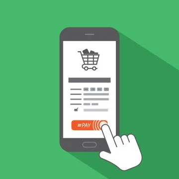Online payment on mobile. 库存插图
