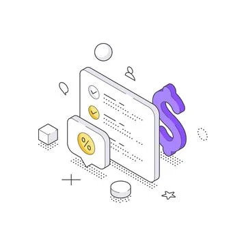 Online Payment Notification And Financial Transaction Isometric Vector Illu.. Ilustração Stock