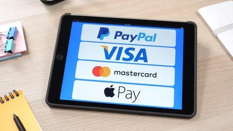 Online Payment Options On a Tablet PC Touch Screen Stock Footage 89765714