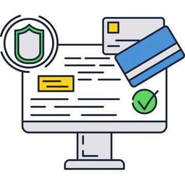 Online payment pc icon safe internet transaction Stock Illustration