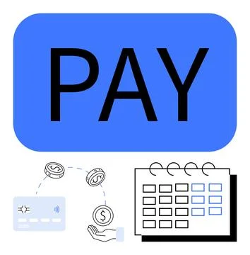 Online Payment Process and Scheduling Concept with Card, Calendar, Money, a.. Stock Illustration