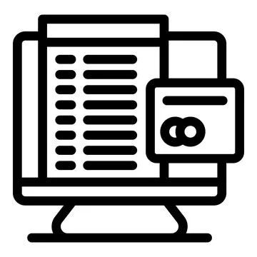 Online payment processing system showing credit card and data list on monitor Stock Illustration