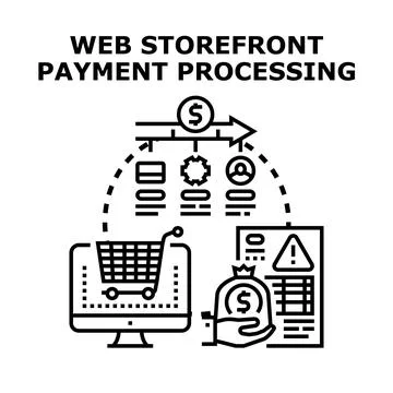Online payment processing for web storefront purchases Stock Illustration