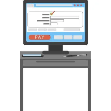 Online payment service on computer vector icon isolated on white Stock Illustration