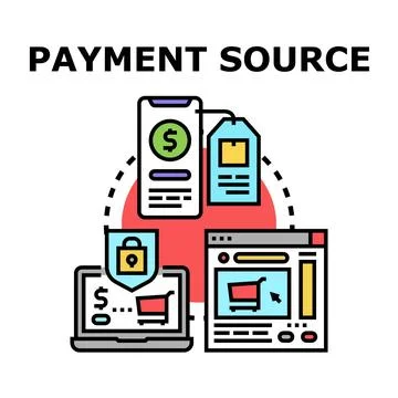 Online payment source options with secure e commerce shopping Stock Illustration