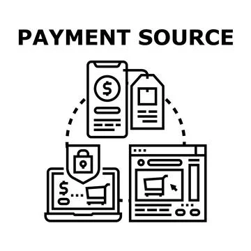 Online payment source options with secure e commerce shopping Stock Illustration