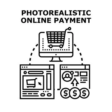Online payment system connecting digital shopping transactions Stock Illustration