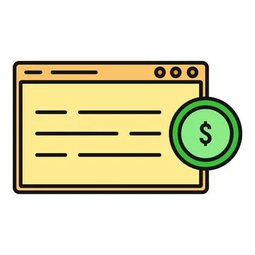 Online payment transaction with browser window icon Illustrazione stock