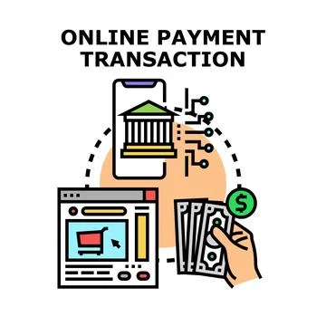 Online payment transaction connecting digital banking and e commerce Stock Illustration