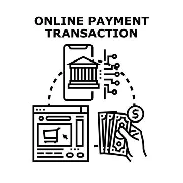 Online payment transaction connecting digital banking and e commerce Stock Illustration