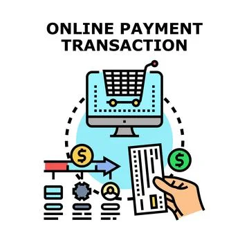 Online payment transaction process purchasing e commerce concept Stock Illustration