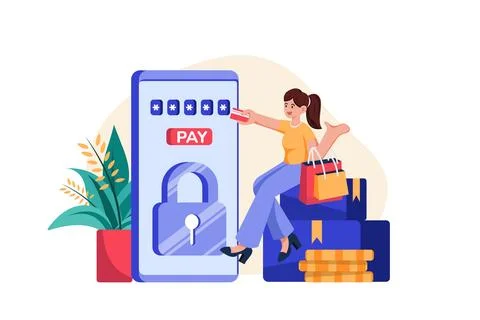 Online payment transaction security Stock Illustration