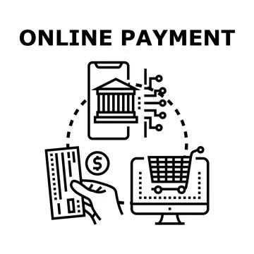 Online payment transaction using mobile and desktop devices Stock Illustration