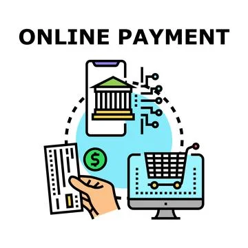 Online payment transaction using mobile and desktop devices Stock Illustration