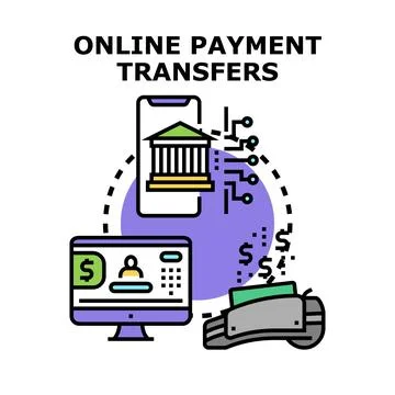 Online payment transfers concept with digital financial operations Stock Illustration