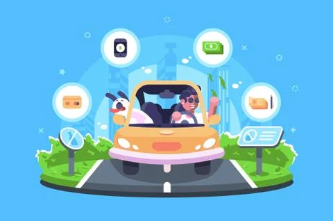 Online payment on the trip Stock Illustration