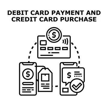 Online payment using debit and credit cards on smartphones 库存插图
