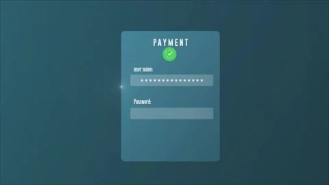 Online payment verification digital interface Transaction Process animation 4k. Stock Footage 280554632