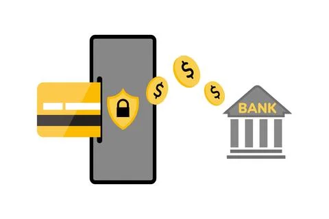 Online payments via mobile banking app Stock Illustration