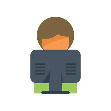 Online pc help icon flat vector. Office service Stock Illustration