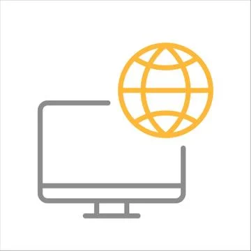Online. PC. Home office. Vector icon. Stock Illustration