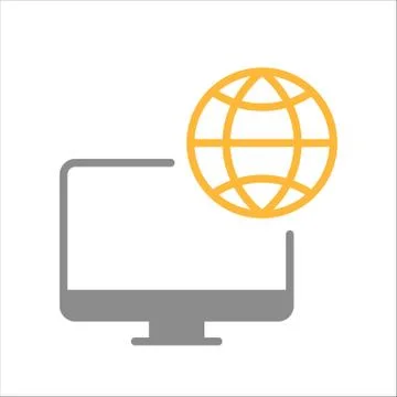Online. PC. Home office. Vector icon. Stock Illustration