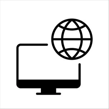 Online. PC. Home office. Vector icon. Stock Illustration