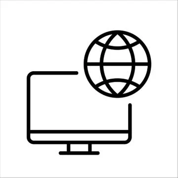 Online. PC. Home office. Vector icon. Stock Illustration
