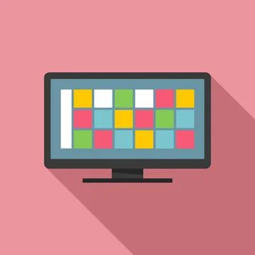 Online pc software icon, flat style 스톡 일러스트