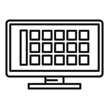 Online pc software icon, outline style Stockillustratie