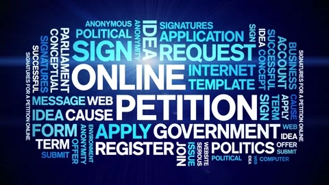 Online Petition animated word cloud,animation kinetic typography seamless loop. Stock-Footage 274429388